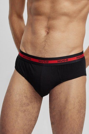 hellrot-weiß-schwarz Slip und Logoschriftzügen Dreierpack) Bund Im mit dem 3-St., auf Kontraststreifen (Packung, HUGO