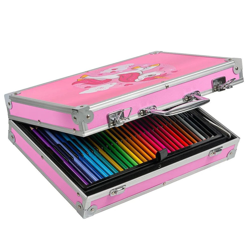 Wisam Kreativset Wisam® 145-teiliger Kunstkoffer Kinder Zeichen- & Malutensilien Rosa, (Spar-Set)