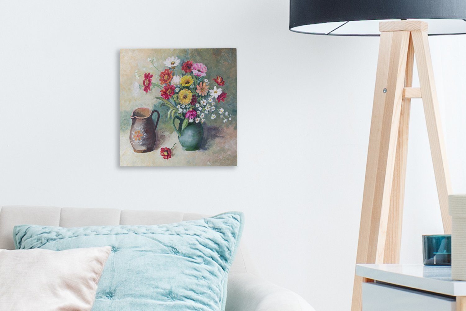 Schlafzimmer Bunt St), (1 Bilder OneMillionCanvasses® - Leinwandbild - Leinwand Blumen Farbe, für Wohnzimmer