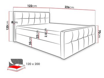 MIRJAN24 Boxspringbett Malibu (Matratze und Topper, Kopfteil), mit zwei Bettkästen für die Bettwäsche