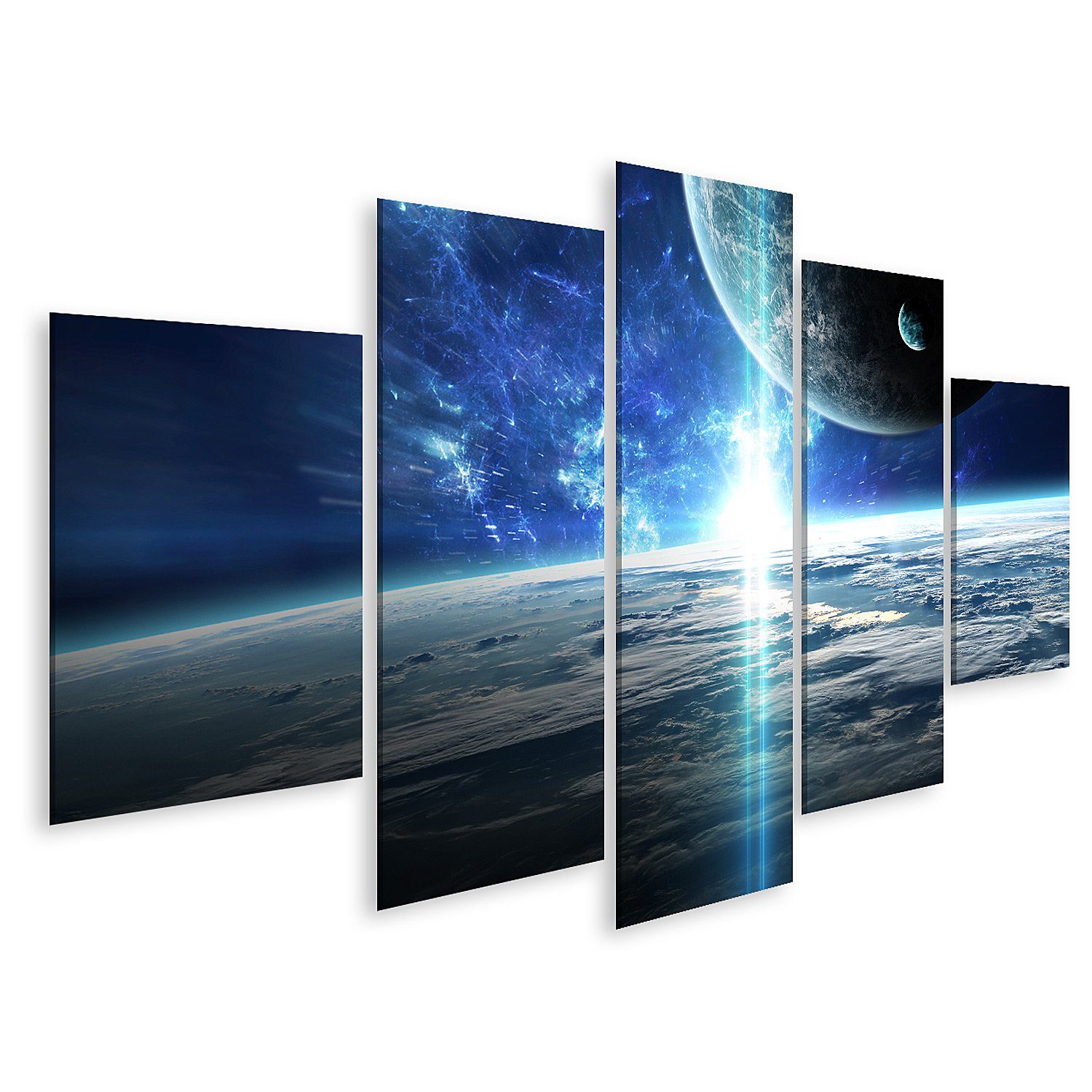 islandburner Leinwandbild Bild auf Leinwand Universum Szene mit Planeten Sterne und Galaxien Rau
