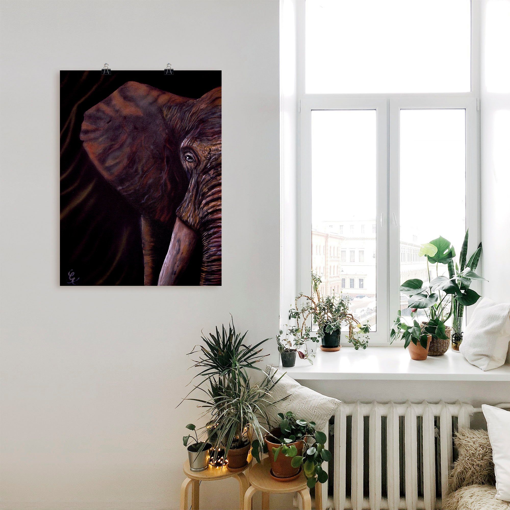 oder St), Wildtiere (1 Poster versch. als Alubild, Elefant, Größen Leinwandbild, Wandaufkleber in Wandbild Artland