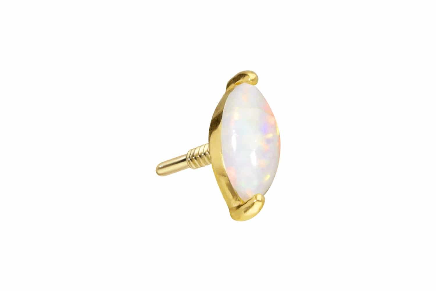 Piercing-Set 14 Karat Gold Schraubaufsatz mit Außengewinde OVALER SYNTHETISCHER