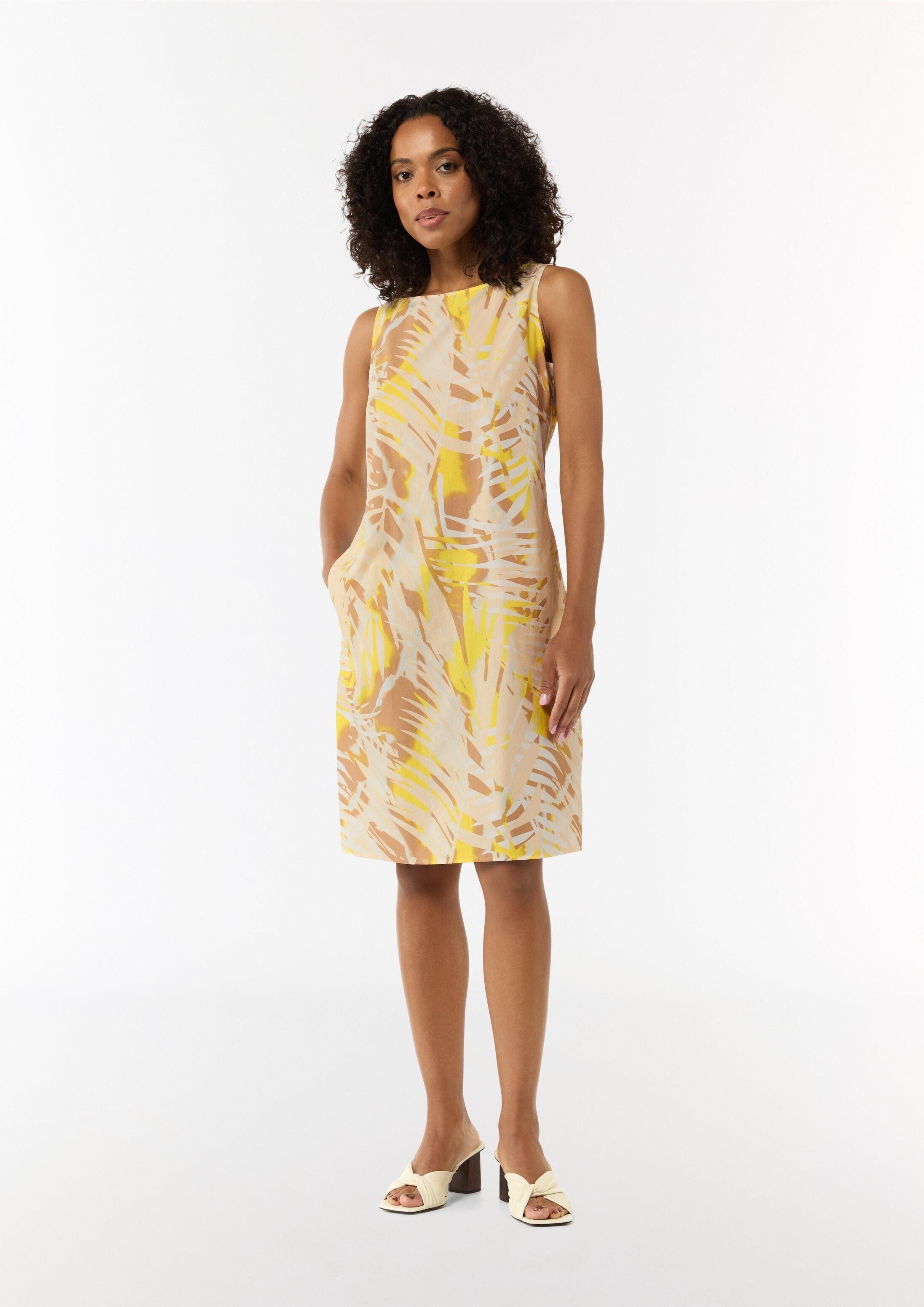 comma Minikleid Kleid Gemustertes Baumwollkleid im Relaxed Fit
