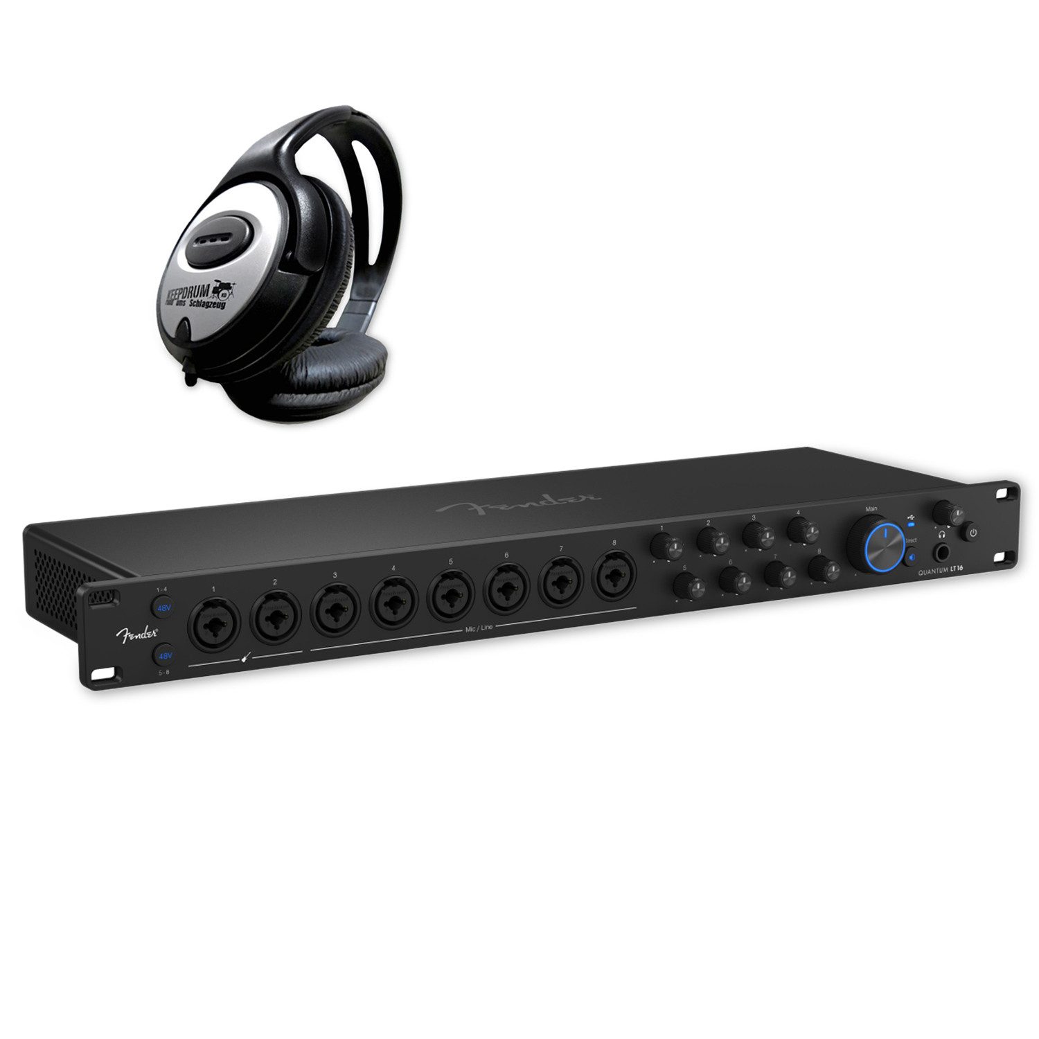 Fender Fender Audio-Interface Quantum LT 16 16-Kanal mit Kopfhörer Digitales Aufnahmegerät (Vorteils-Set mit Kopfhörer)