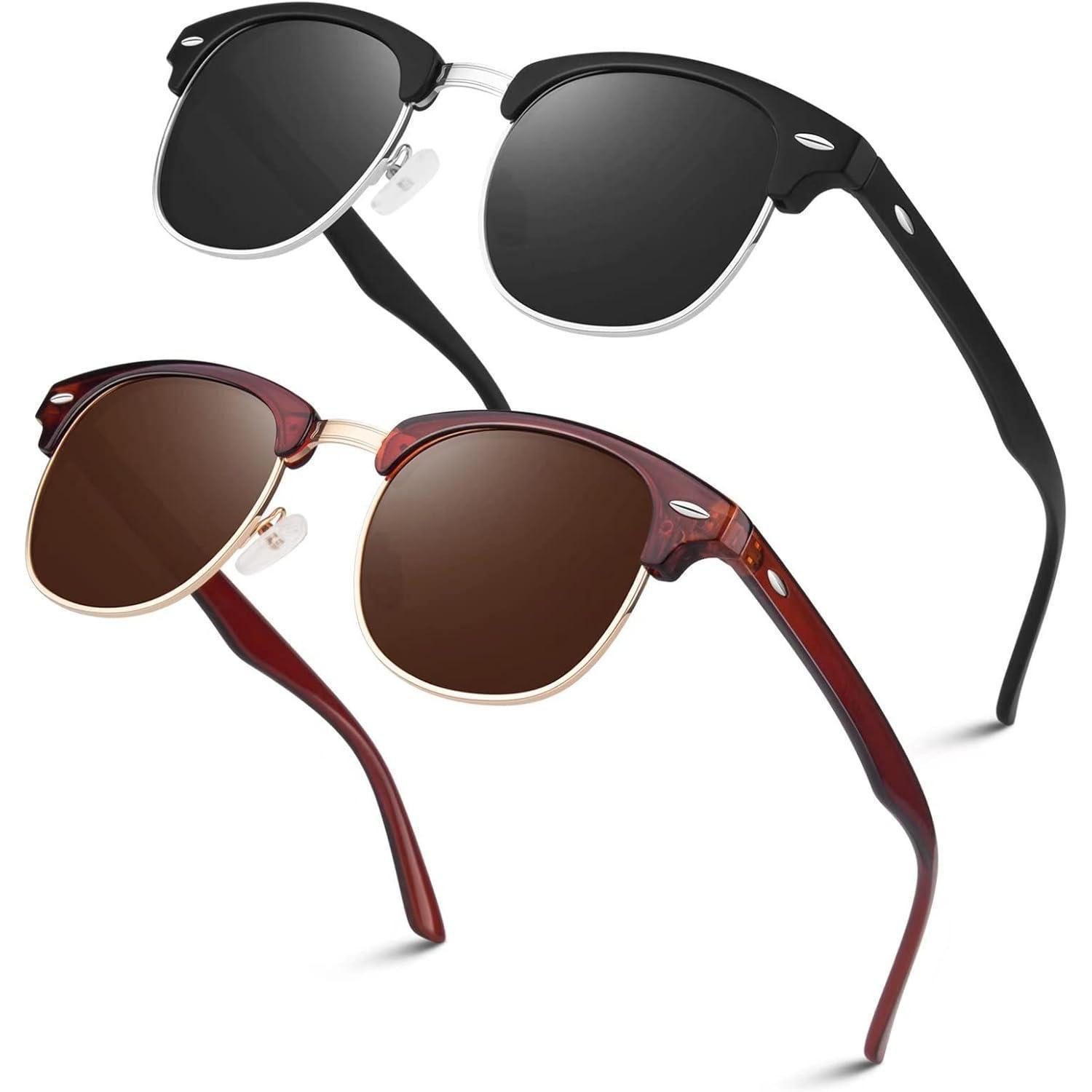 Retrosonnenbrille Polarisierte Sonnenbrille Retro Halbrahmen UV400 für Reisen & Angeln