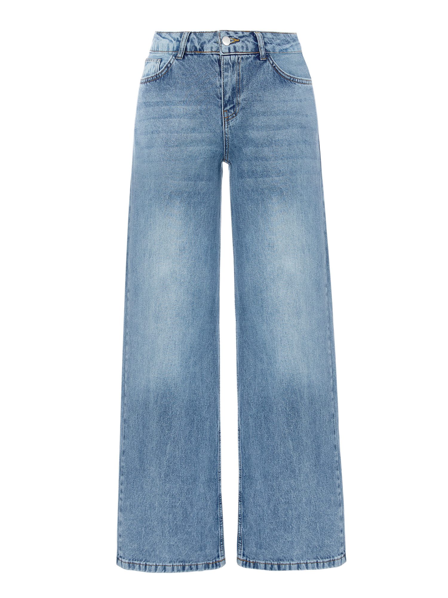 Imily Bela Loose-fit-Jeans Damen Hochgeschnittene Jeans mit geradem Bein (Packung, 1-tlg., 1per-Pack) aus Baumwolle