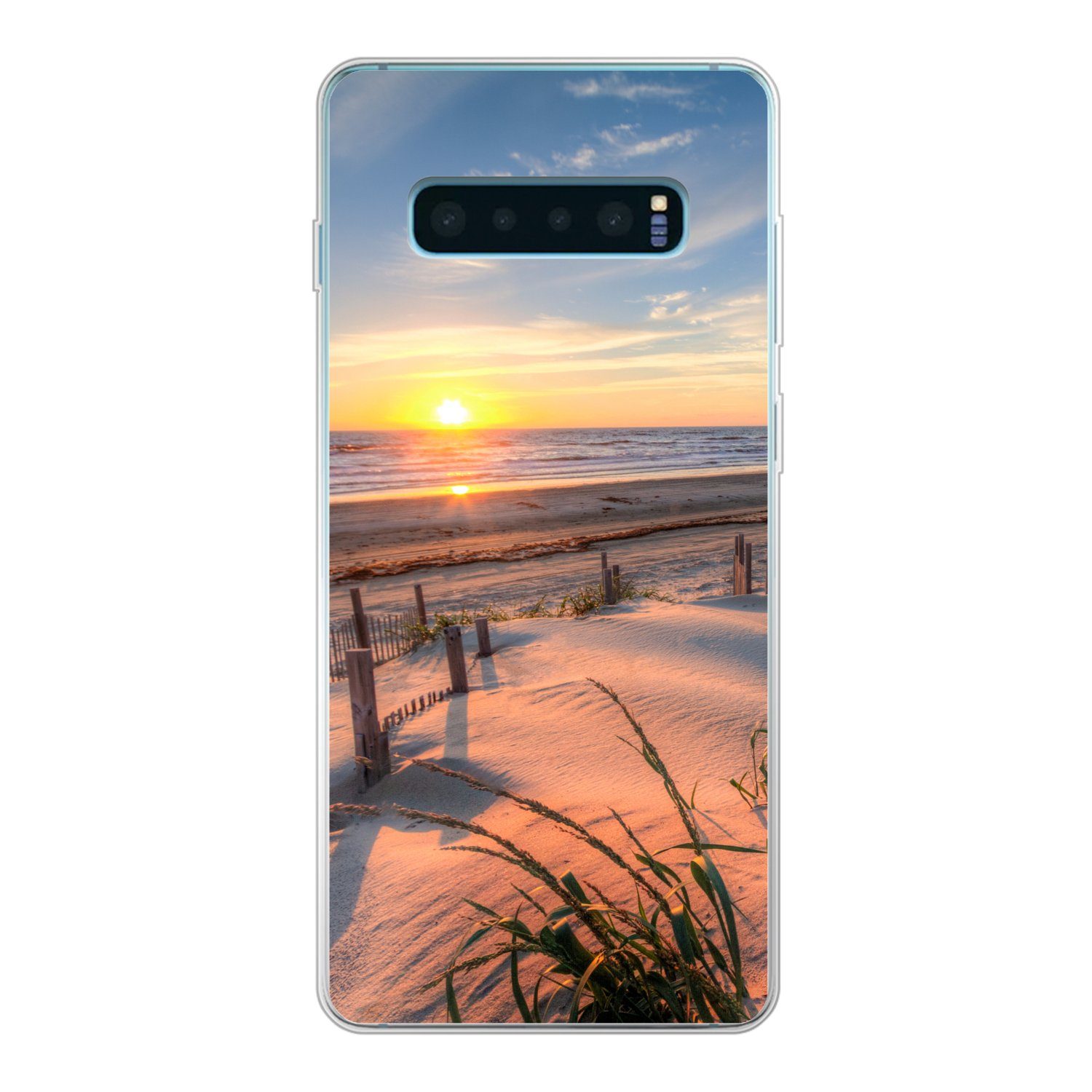 MuchoWow Handyhülle für Samsung Galaxy S10 Plus Strand - Meer - Düne - Sonnenuntergang - L, Phone Case, Silikon, Schutzhülle Dünn