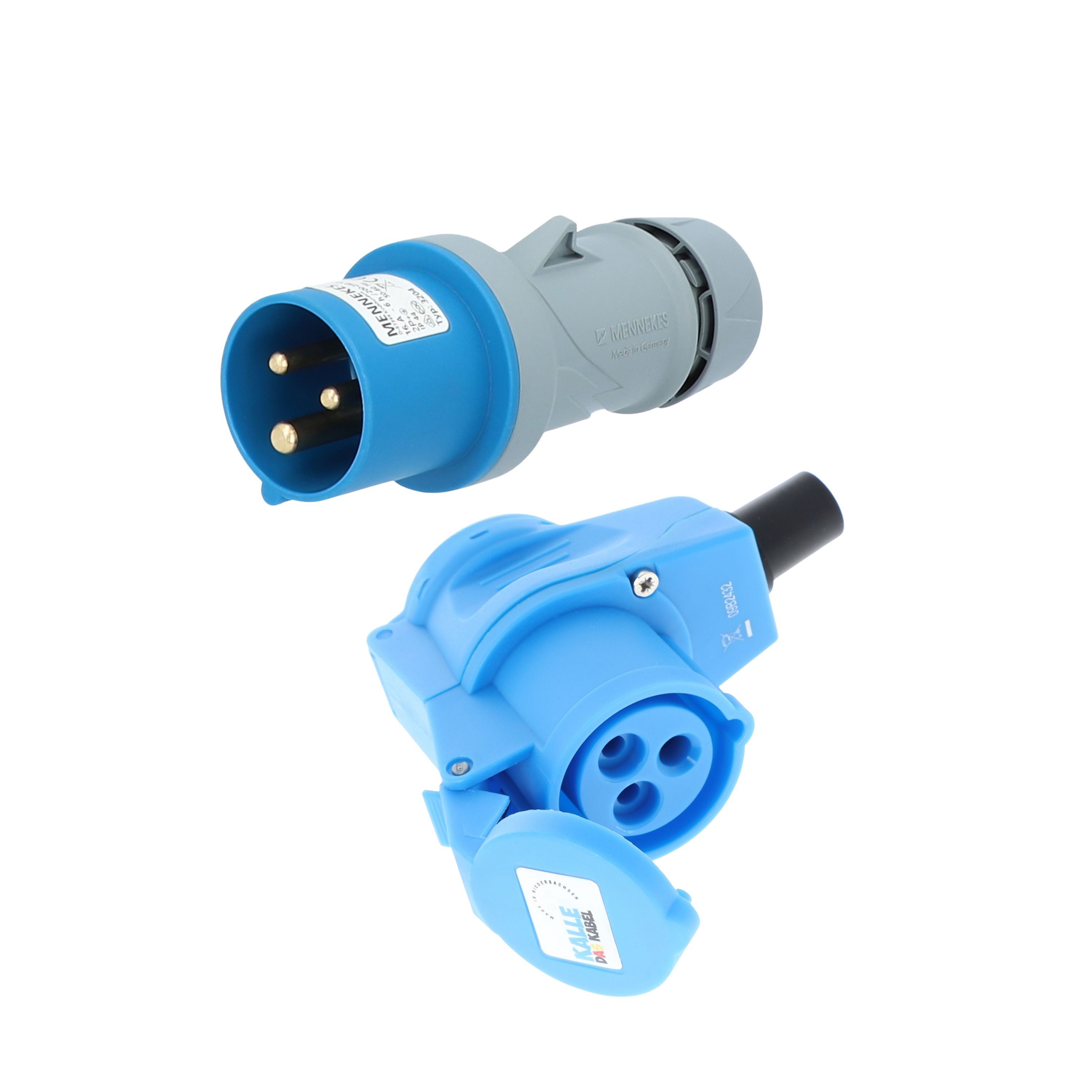 KALLE DAS KABEL Kalle Verlängerungskabel CEE 230V 16A 1,5 mm² Winkel IP44 20 Meter Verlängerungskabel, CEE Stecker, CEE Winkelkupplung mit Schuko Steckdose (200 – Bild 2 von 5