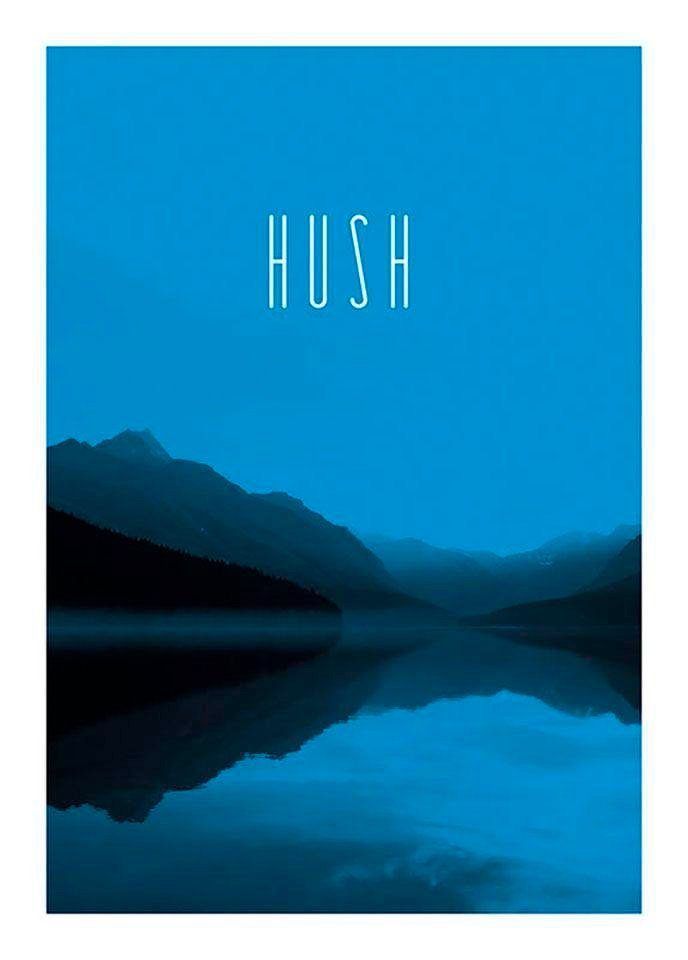 Komar Poster Word Lake Hush Blue, Natur (1 St), Kinderzimmer, Schlafzimmer, Wohnzimmer