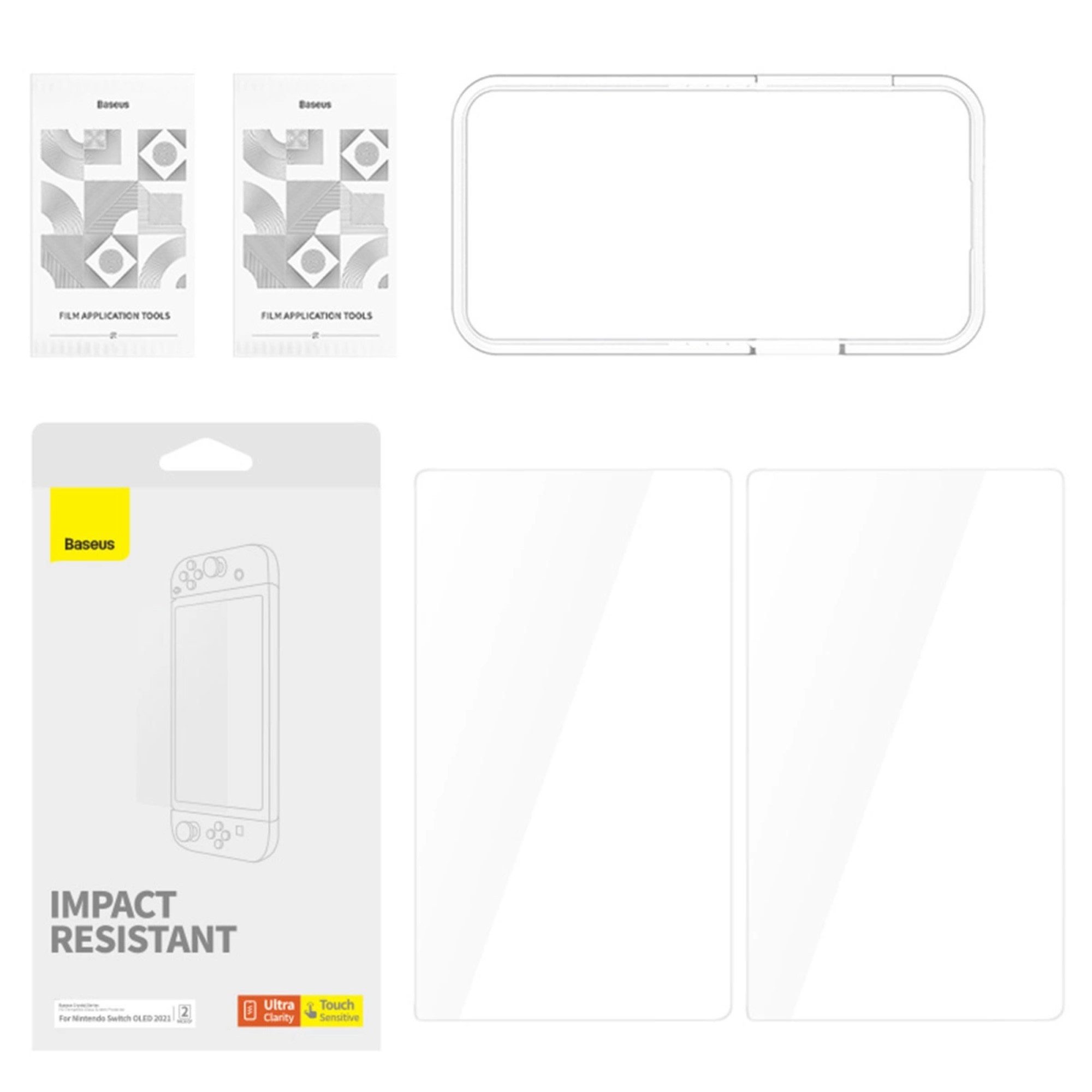 Baseus Displayschutzglas 2x Crystal Panzerglas für Nintendo Switch OLED 2021 + Montageset