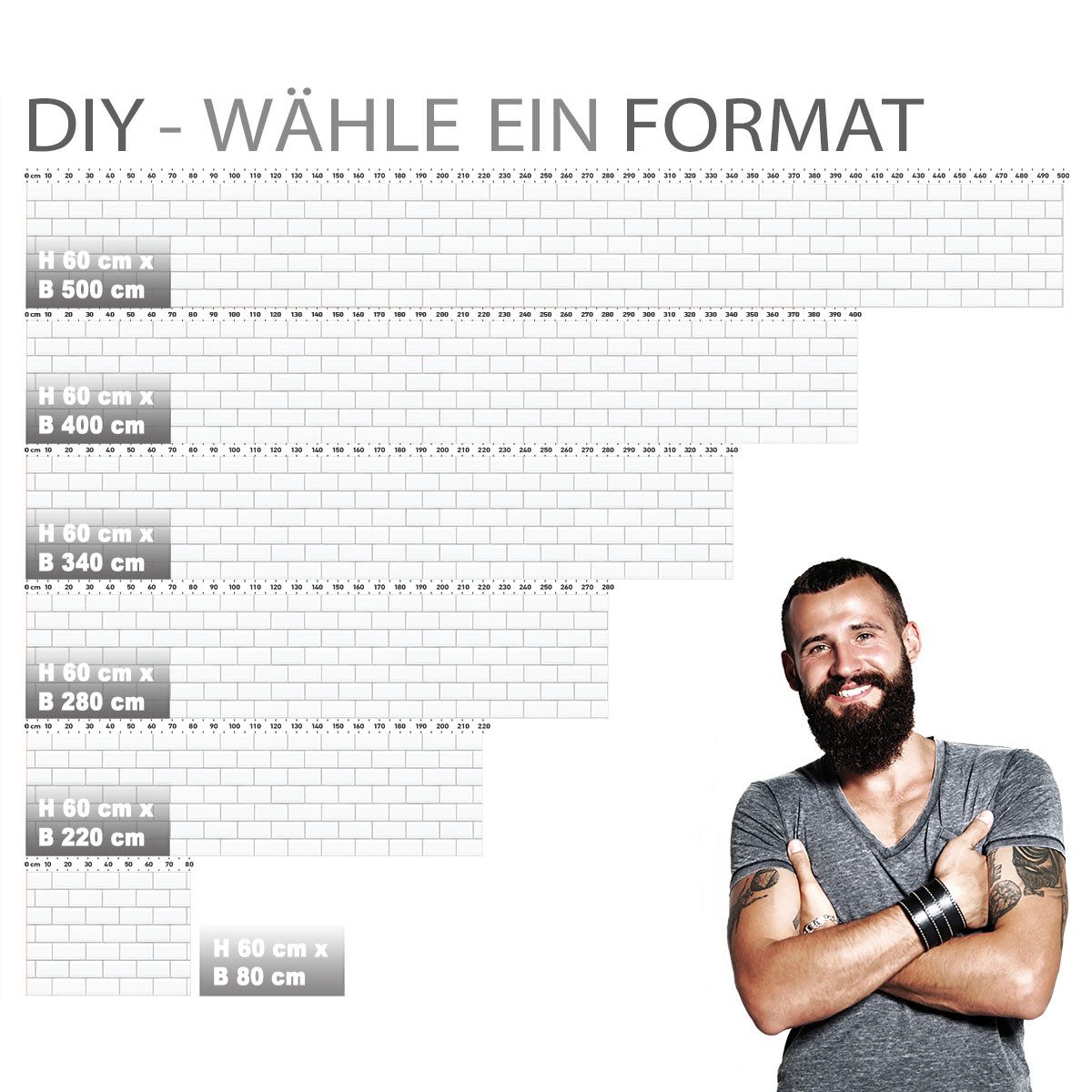 Stickerprofis Küchenrückwand WEISSE KACHELN (Glasoptik), (Premium), 1,5mm, selbstklebend, hält auf besonders vielen Öberflächen