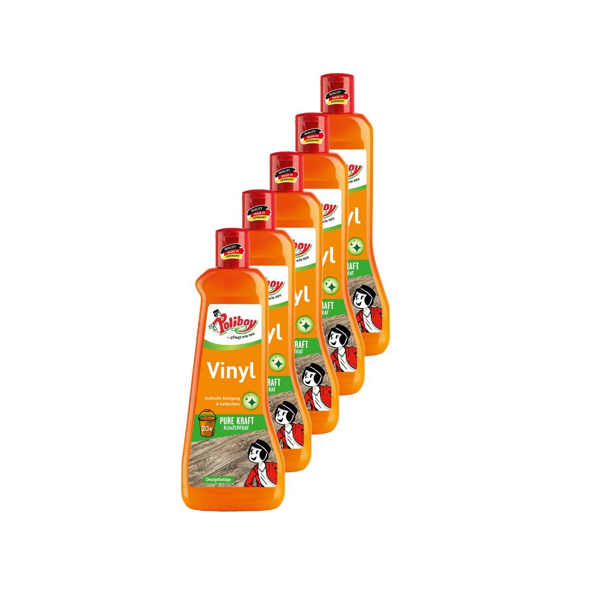 poliboy Pflege Konzentrat - 2,5 Liter Vinyl- und Designbodenreiniger (kraftvolle Reinigung von Kunststoffböden - Made in Germany)