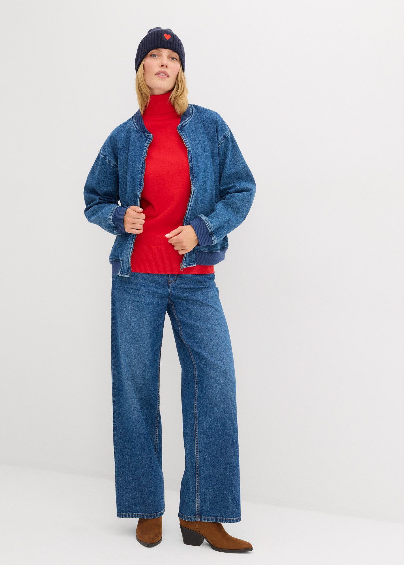 bonprix Rollkragenpullover aus Baumwollmischung, mit hohem Rollkragen, schmale Passform