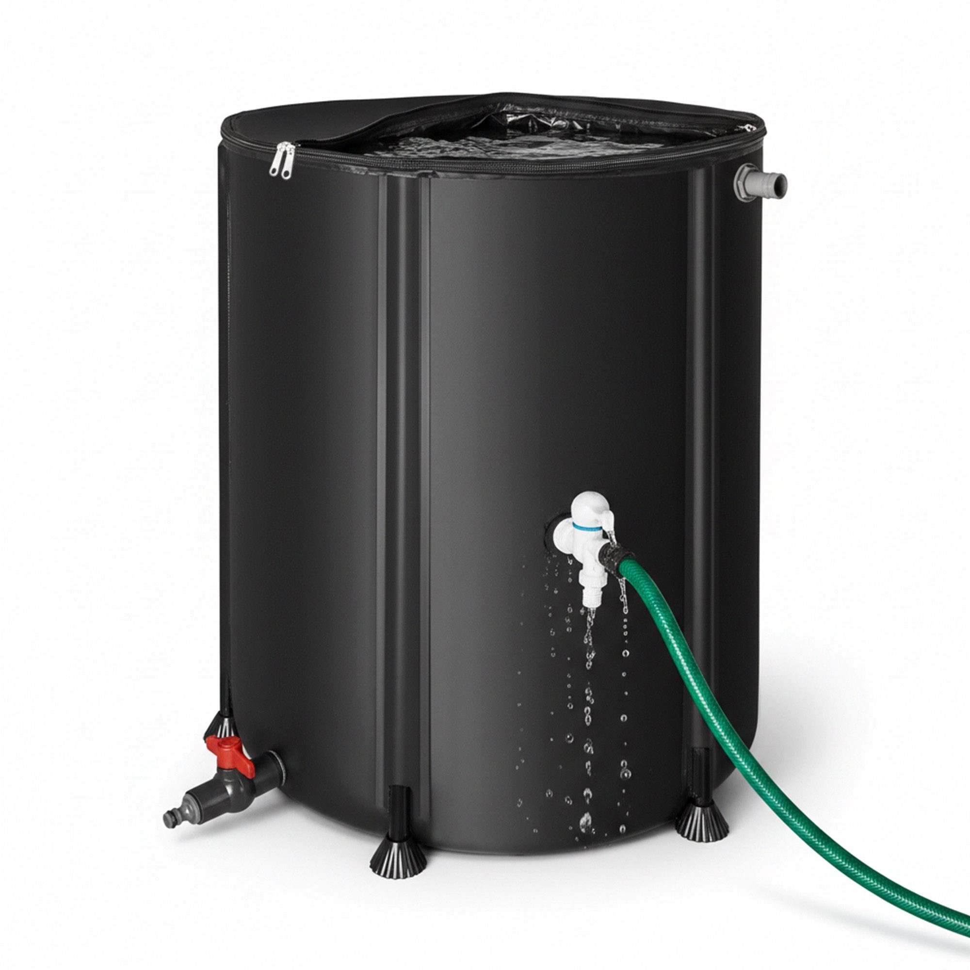 Mucola Regentonne Regenwassertonne faltbar Regenfass Wassertank Regenwassertank mit Hahn, 250 l, (Stück, Stück), inkl. 2 Meter Wasserschlauch mit Anschluss