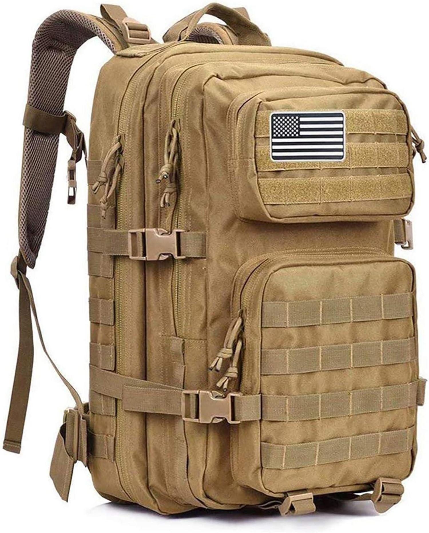Trekkingrucksack 40L Militärischer Taktischer Rucksack mit Molle-System, 3L Trinkblase