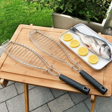 bremermann Fischpfanne Fisch-Grillhalter 2er Set Fischhalter, Fischgriller, Fischbräter