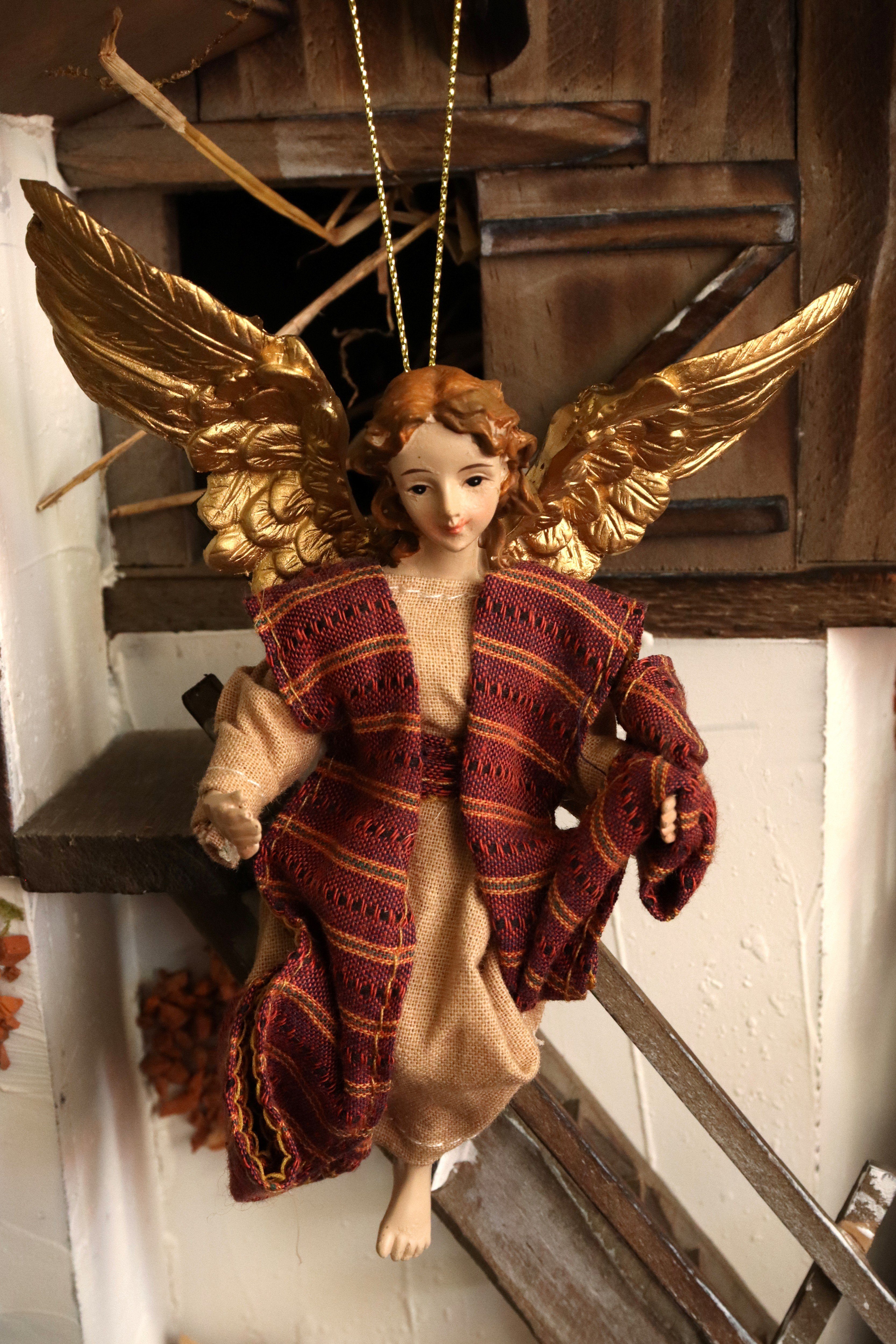 Figuren 71*24*35cm aus Stoffkleidern Krippenstall, Krippenfiguren) Weihnachtskrippe aus ELLUG großer zehn Holz (11-tlg), Holz, mit (MIT Krippe