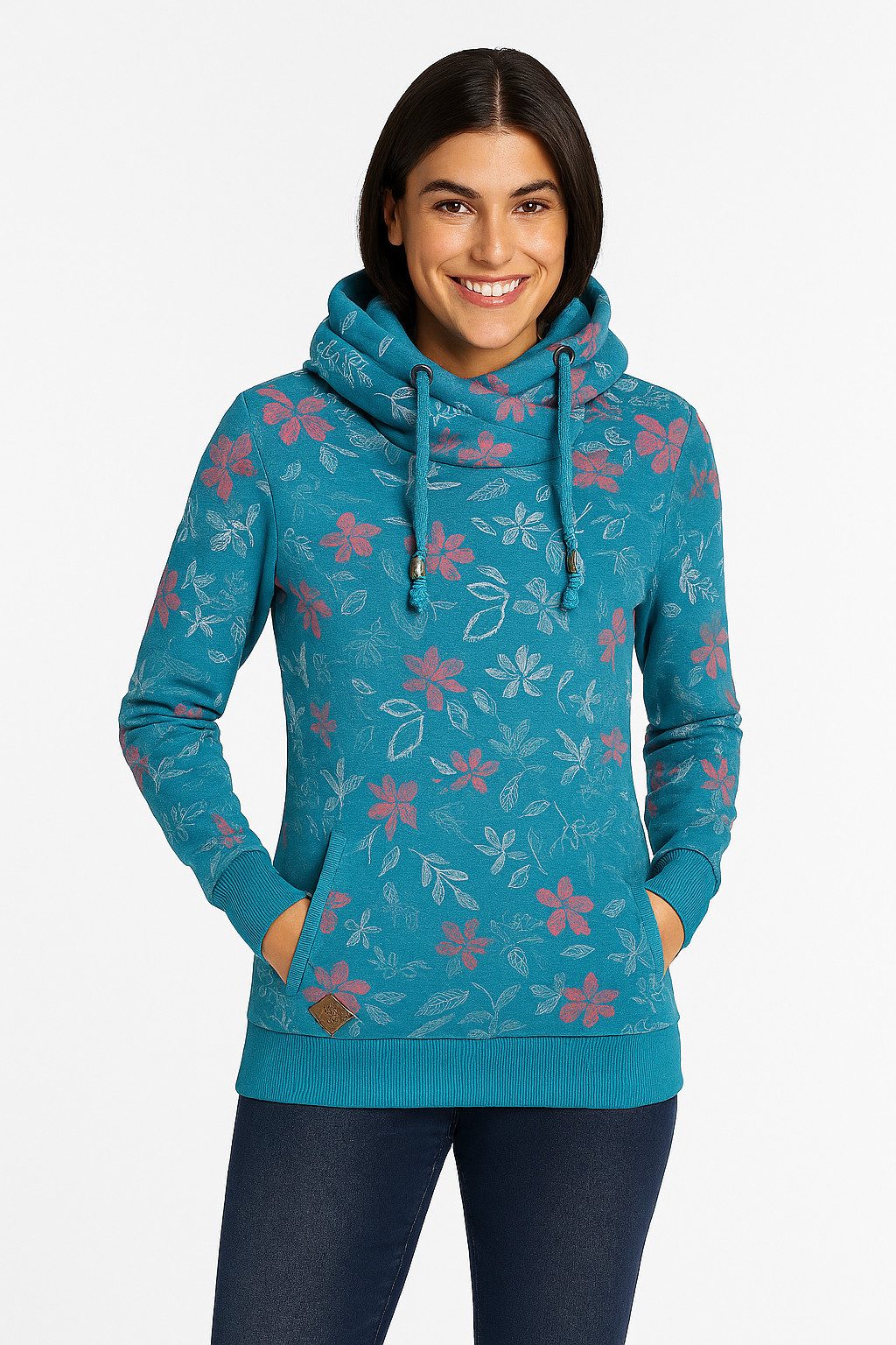 Ragwear Sweatshirt NESKA FLOWERS O mit asymetrischem Schalkragen günstig online kaufen