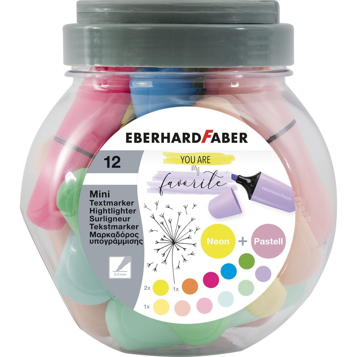 Eberhard Faber Marker EBERHARD FABER Mini Textmarker Bonboniere neon & pastell 12 Stück