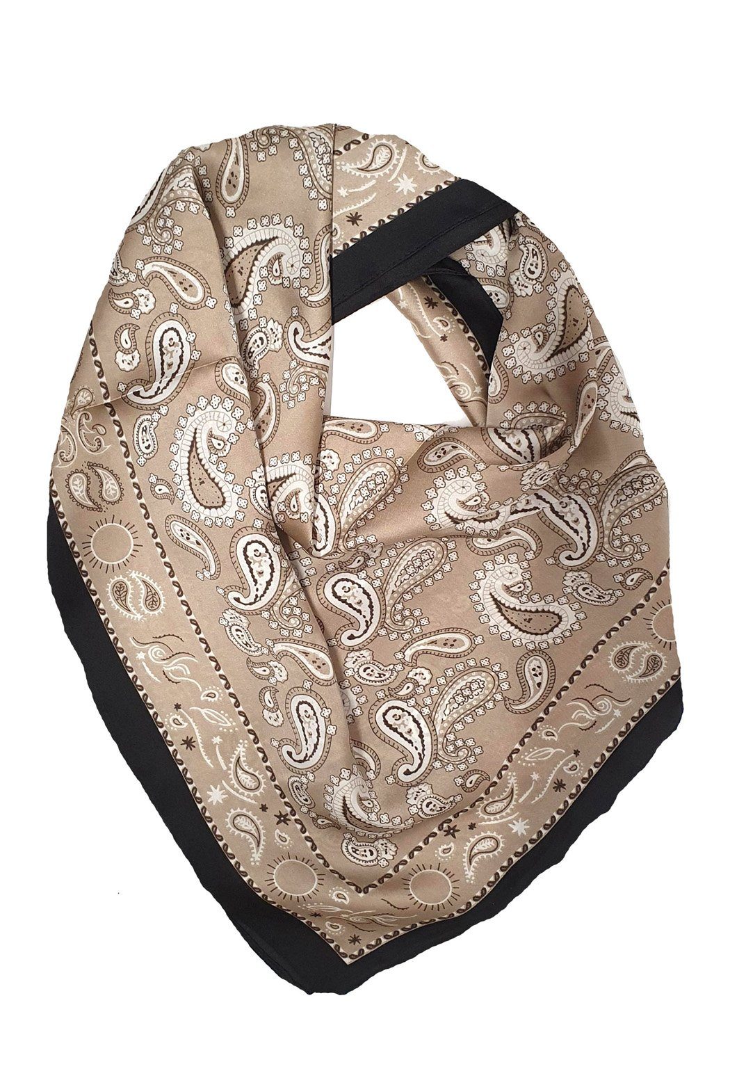 Goodman Design Modeschal Tuch mit raffiniertem Paisley Muster, angenehmer Tragekomfort. Größe ca. 69cm x 70cm. Beige | Modeschals