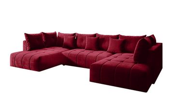 Furnix Wohnlandschaft CALVANI XXL Polstercouch Schlafsofa in U-Form Bettkasten und Kissen, großzügige Abmessungen, hochwertige Materialien