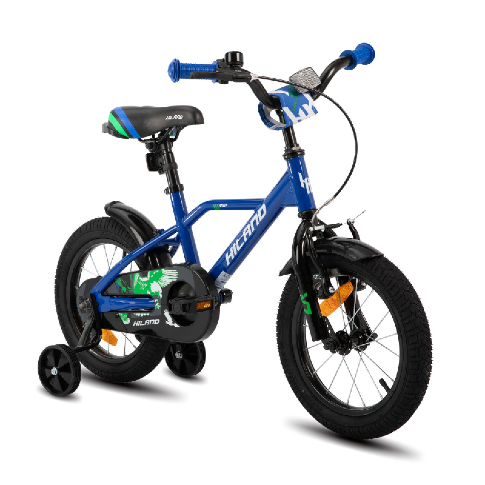 HILAND Kinderfahrrad 12‑20 Zoll Kinderfahrrad Jungen 2‑13J. mit Stützrädern & Doppelbremse, mit Stützrädern, V Bremseund Rücktrittbremse, Hilfsrad, Kotflügel