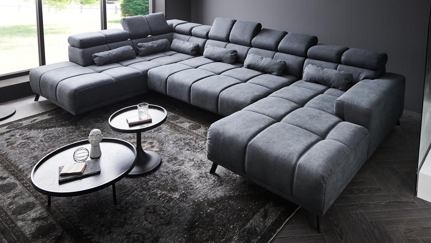 Iwaniccy Wohnlandschaft Wohnlandschaft Speed grau elektrische Sitztiefenverstellung ca. 375 cm