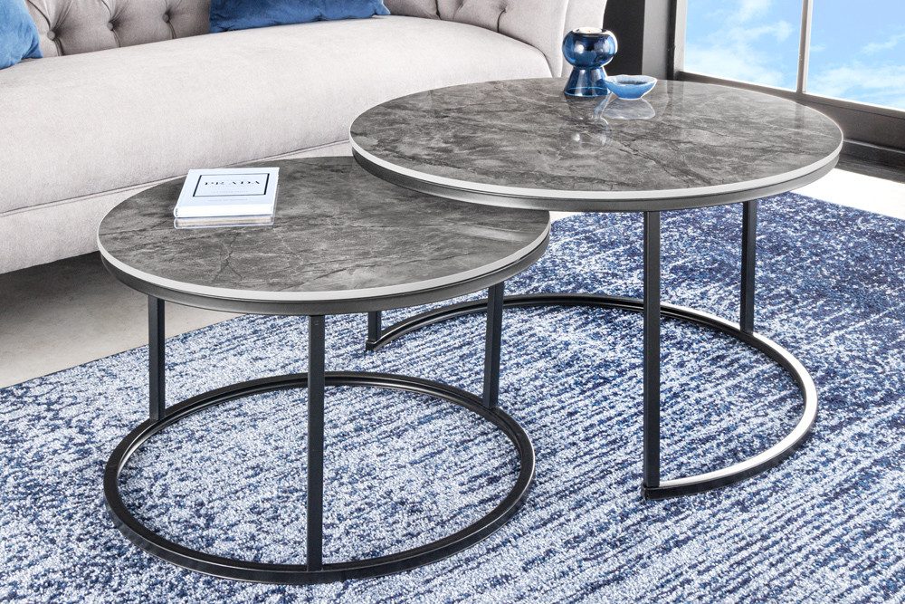 riess-ambiente Couchtisch ELEGANCE Ø70cm grau / schwarz (Set, 2-St), Wohnzi günstig online kaufen