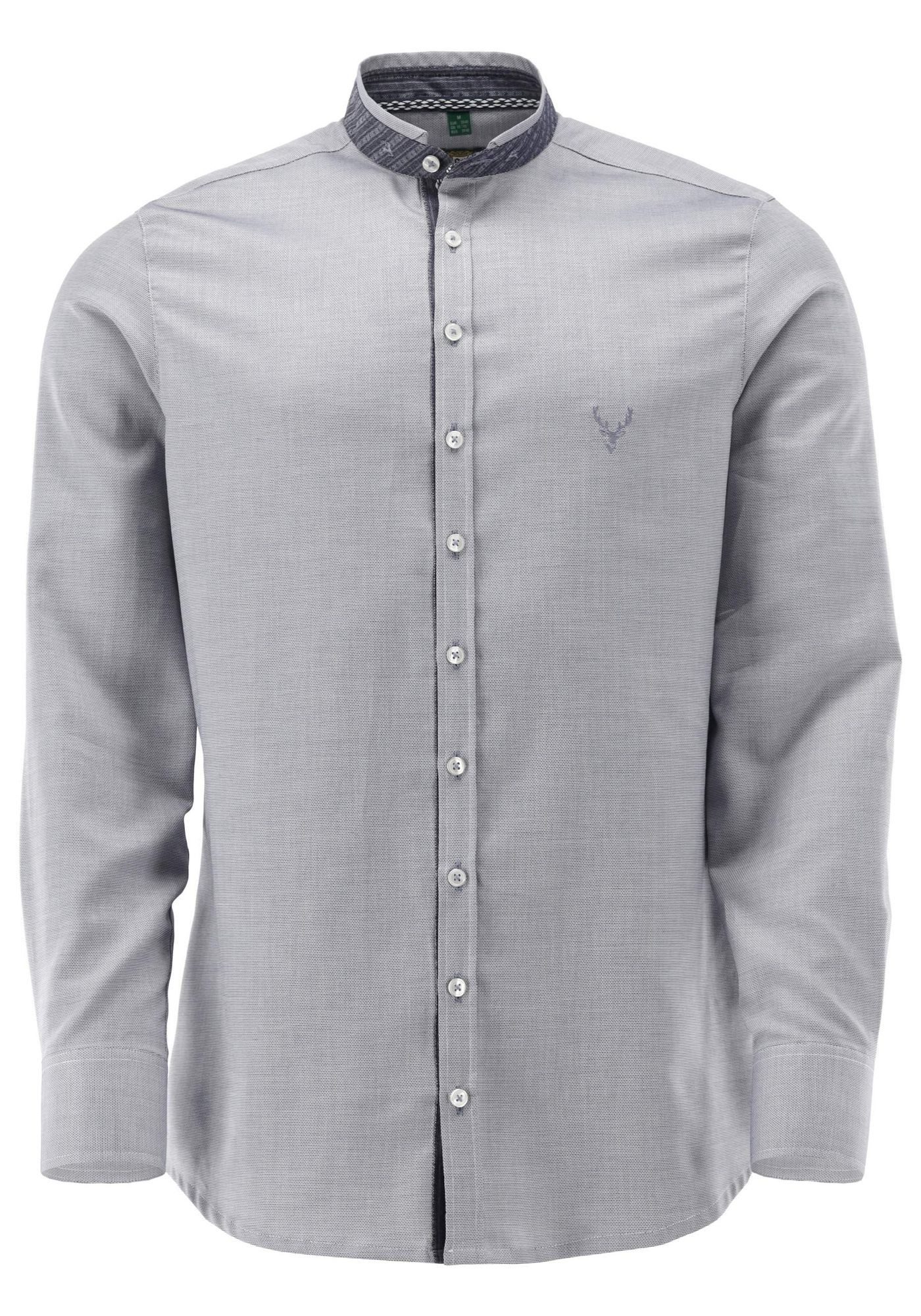 OS Trachten Trachtenhemd Spidan Slim Fit, 1/1-Arm, Stehkragen