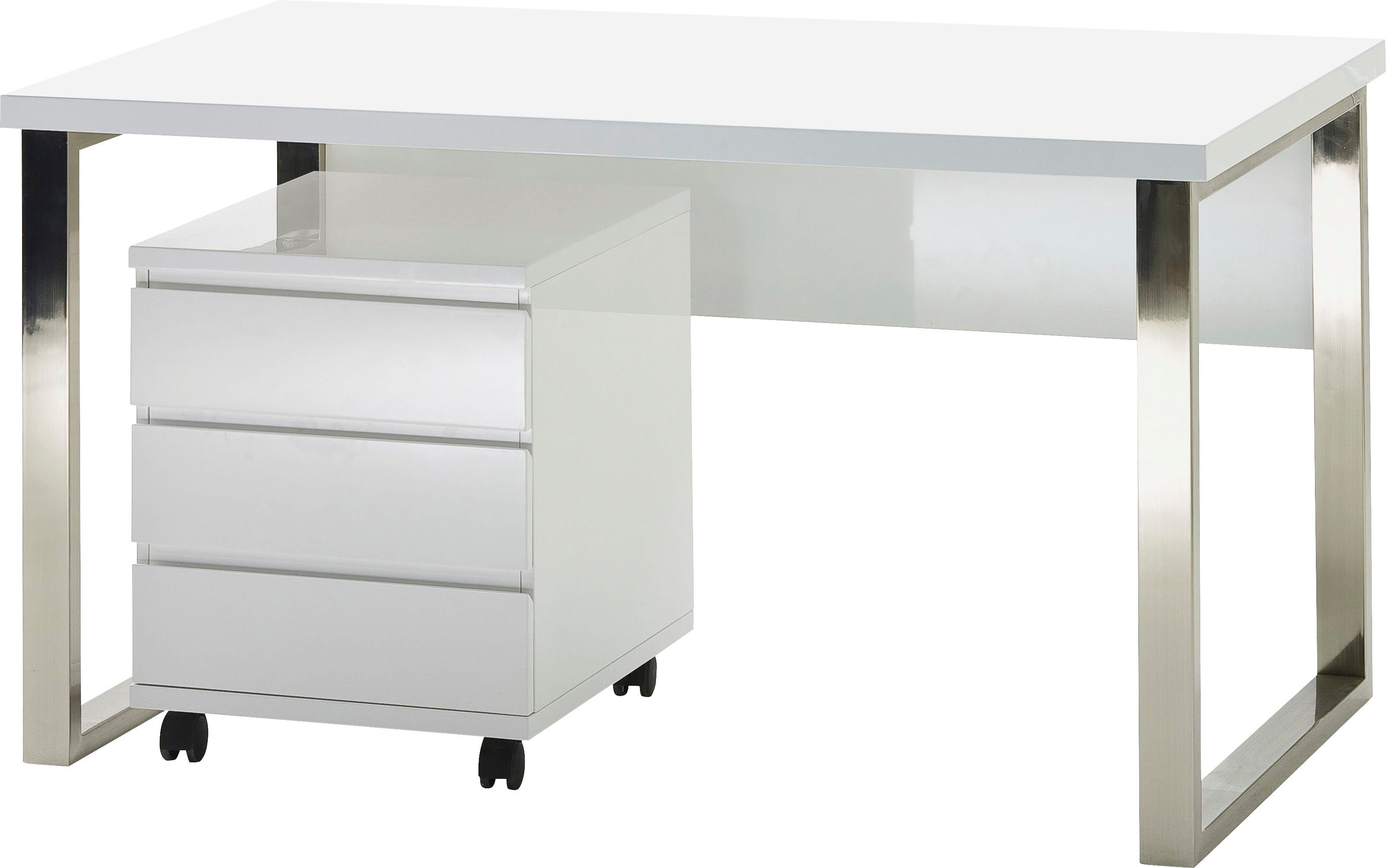 MCA furniture Schreibtisch Sydney, weiß Hochglanz, Breite 140 cm