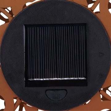 HI Außen-Wandleuchte LED-Solar-Garten-Kugelleuchte 28,5 cm Metall Braun