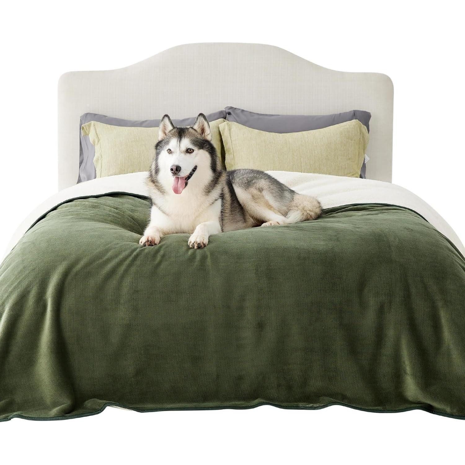 LuxusKollektion Tierdecke Hundedecke Wasserdicht Waschbar Fleece XXXXL (274x218cm) Olivgrün