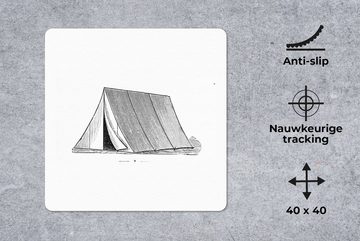 MuchoWow Gaming Mauspad Retro - Zelt - Camping (1-St), Mousepad mit Rutschfester Unterseite, Gaming, 40x40 cm, XXL, Großes