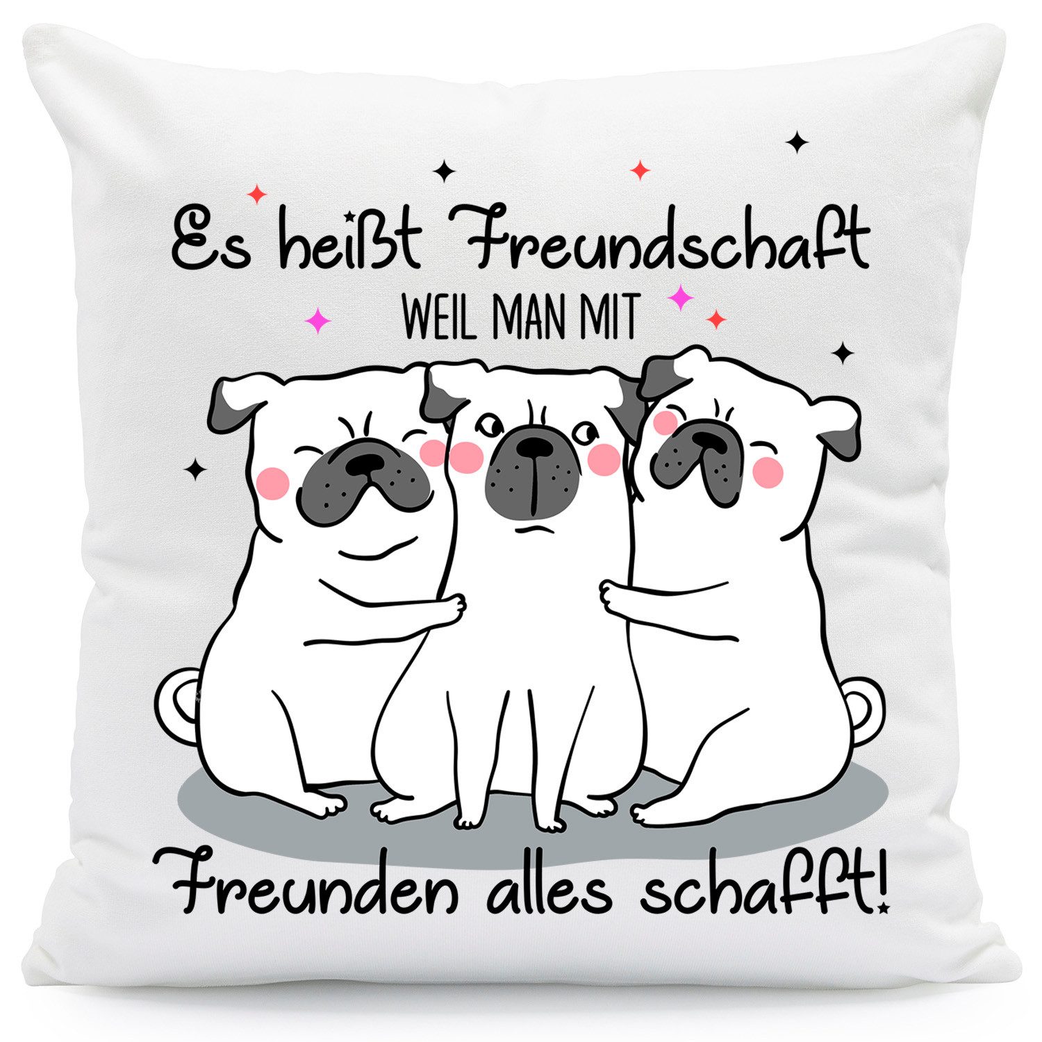 GRAVURZEILE Zierkissen mit Spruch Es heißt Freundschaft Geschenk