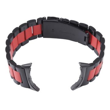 Wigento Smartwatch-Armband Für Google Pixel Watch 1 + 2 Stahl Metall Ersatz Armband Schwarz / Rot