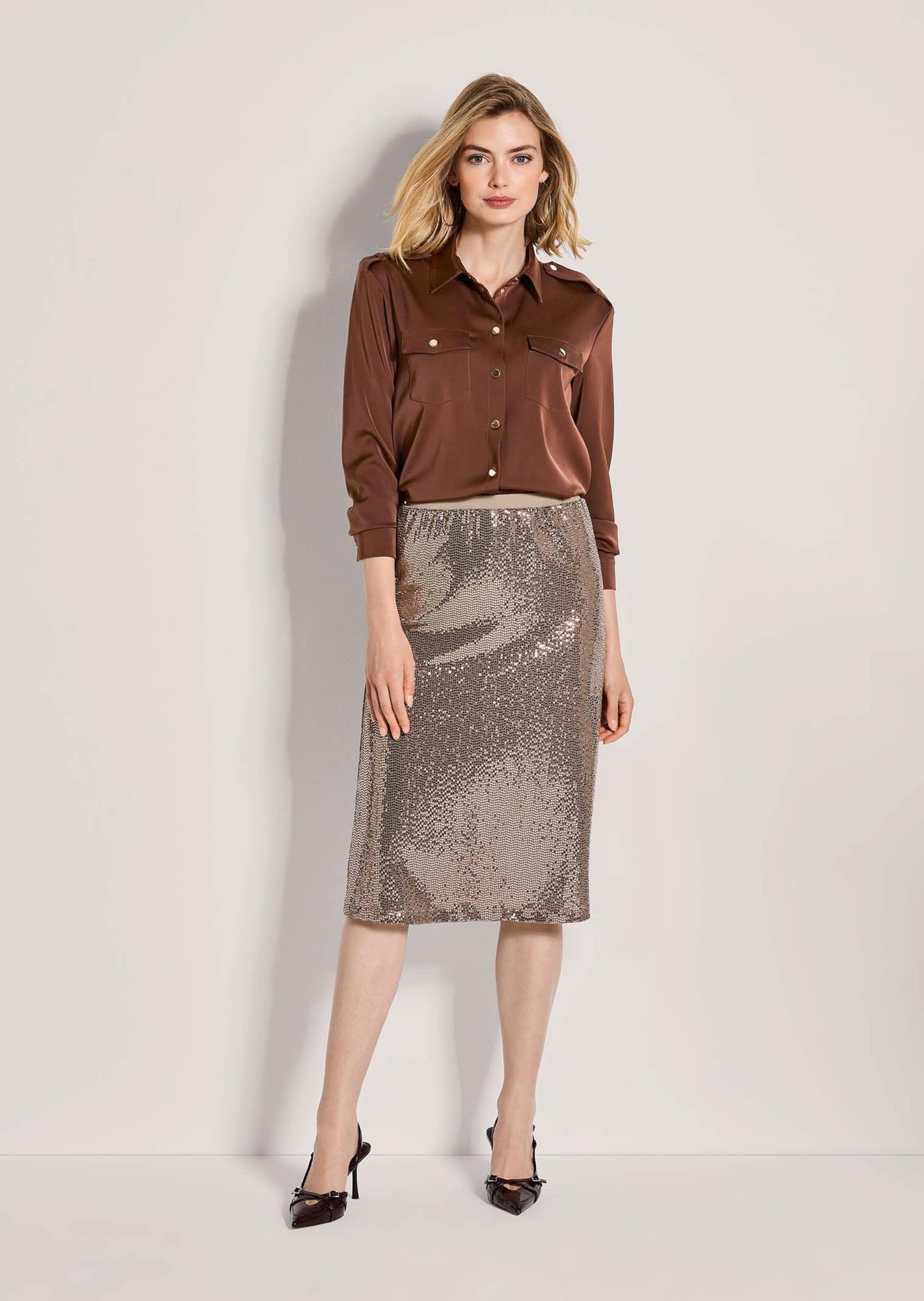 MADELEINE Hemdbluse Jerseybluse mit Brusttaschen Blusenshirt mit Hemdkragen günstig online kaufen