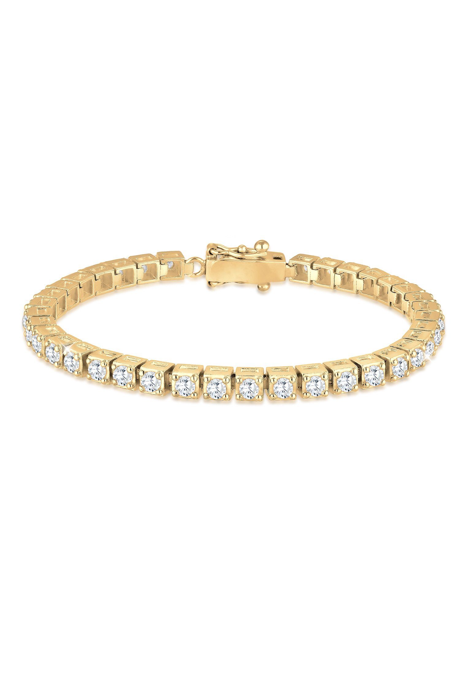 Zirkonia Tennisarmband Gold 925 Kristalle Premium Elli Silber Armband mit