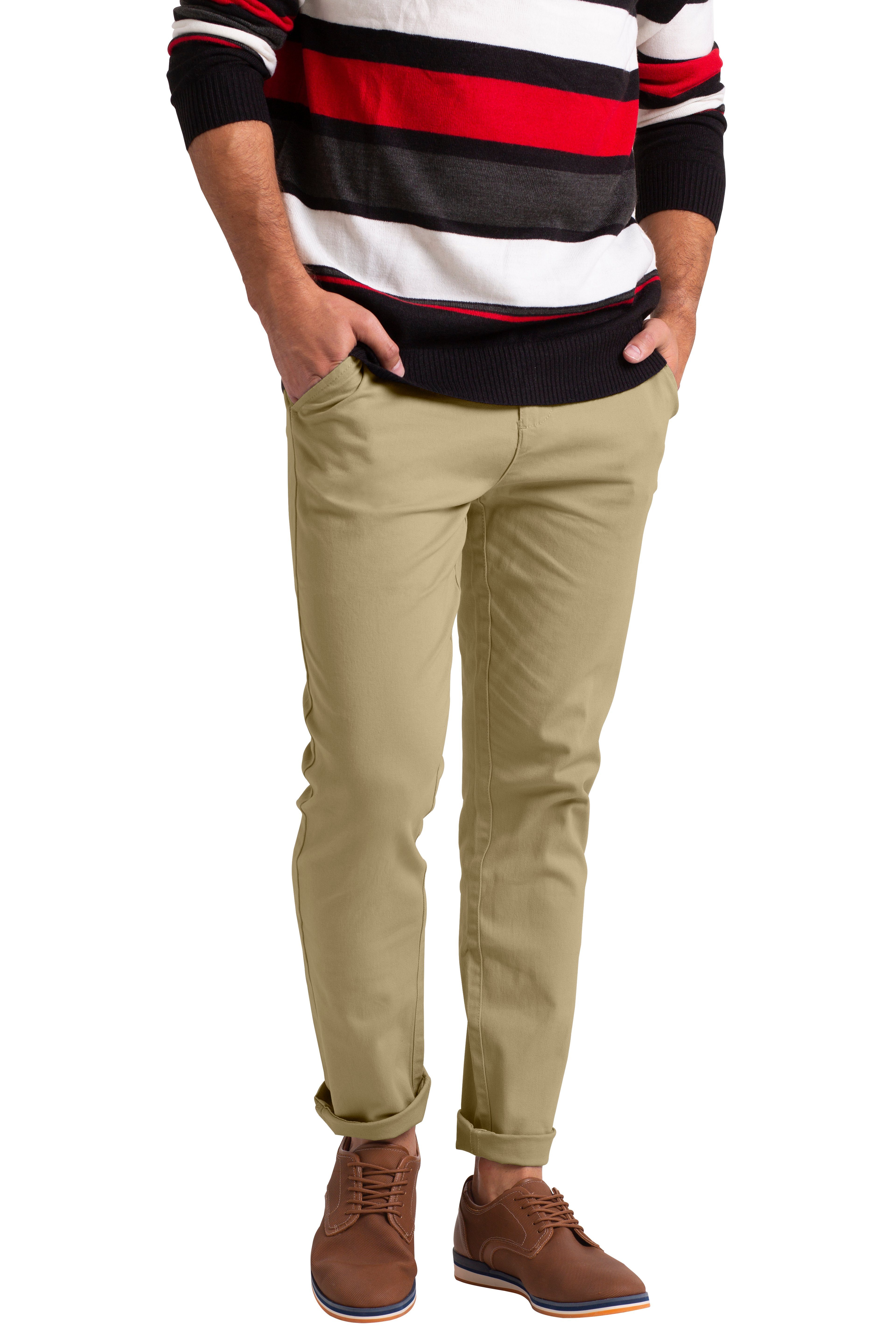 BlauerHafen Chinohose Slim-Fit-Chinos für Herren klassischer Stretch-Chinohose Hose Beige