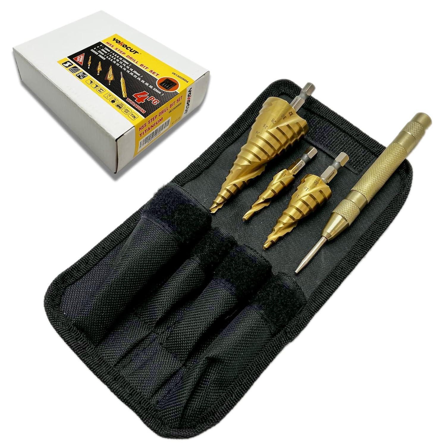 LuxusKollektion Stufenbohrer Stufenbohrer 4tlg HSS Titanbeschichtet ∅ 4-12 20 32mm TurboLine