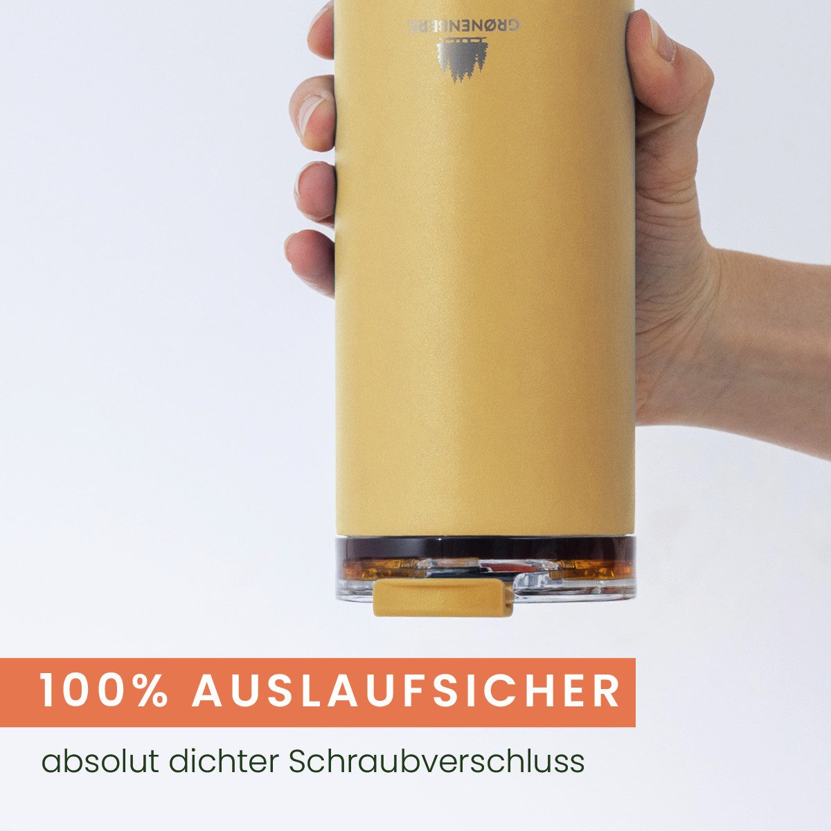 GRØNENBERG Thermobecher Kaffeebecher to go 440ml, 100% Auslaufsicher, Hält mind. 4 h warm, Rutschfest