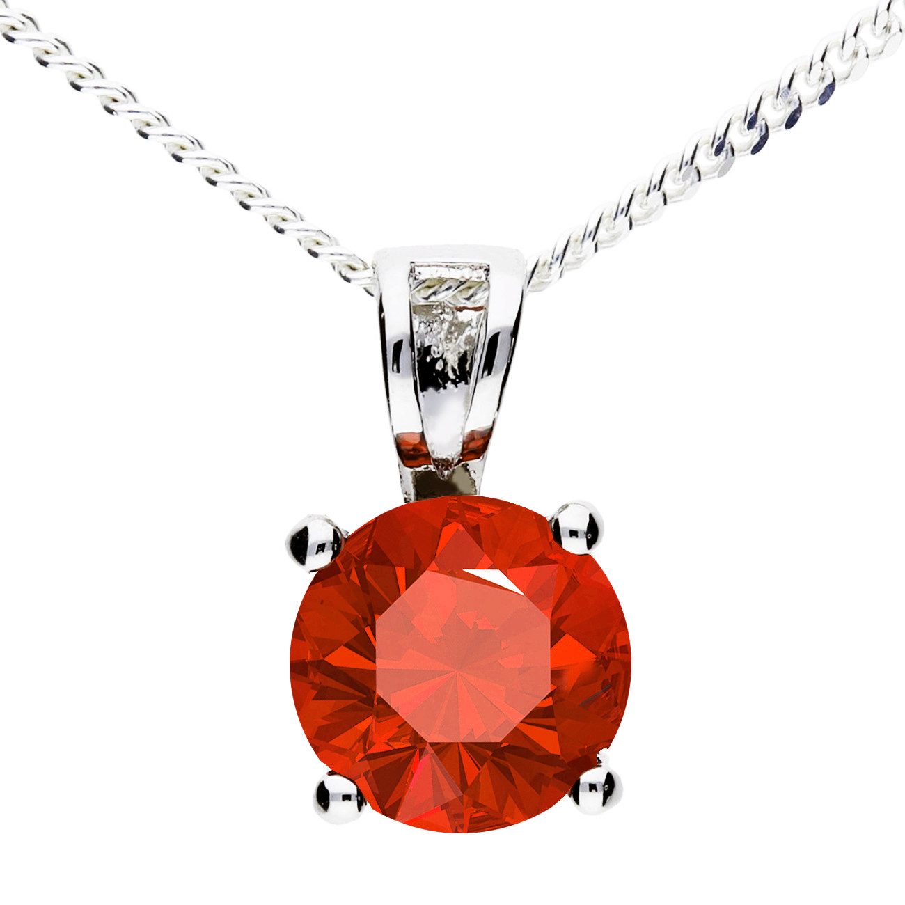 LÖB Kette mit Anhänger 18K Weißgold Vergoldet Kette Zirkonia Stein Anhänger Rund silber rot (Geschenke für Frauen Beste Freundin Mutter Mama Damen Ehefrau sie zum Geburtstag Ostern Muttertag Muttertagsgeschenk, Inkl. Schmuckbox), Halskette Steinanhänger Solitär Strass Glitzer Tropfenanhänger Rubin