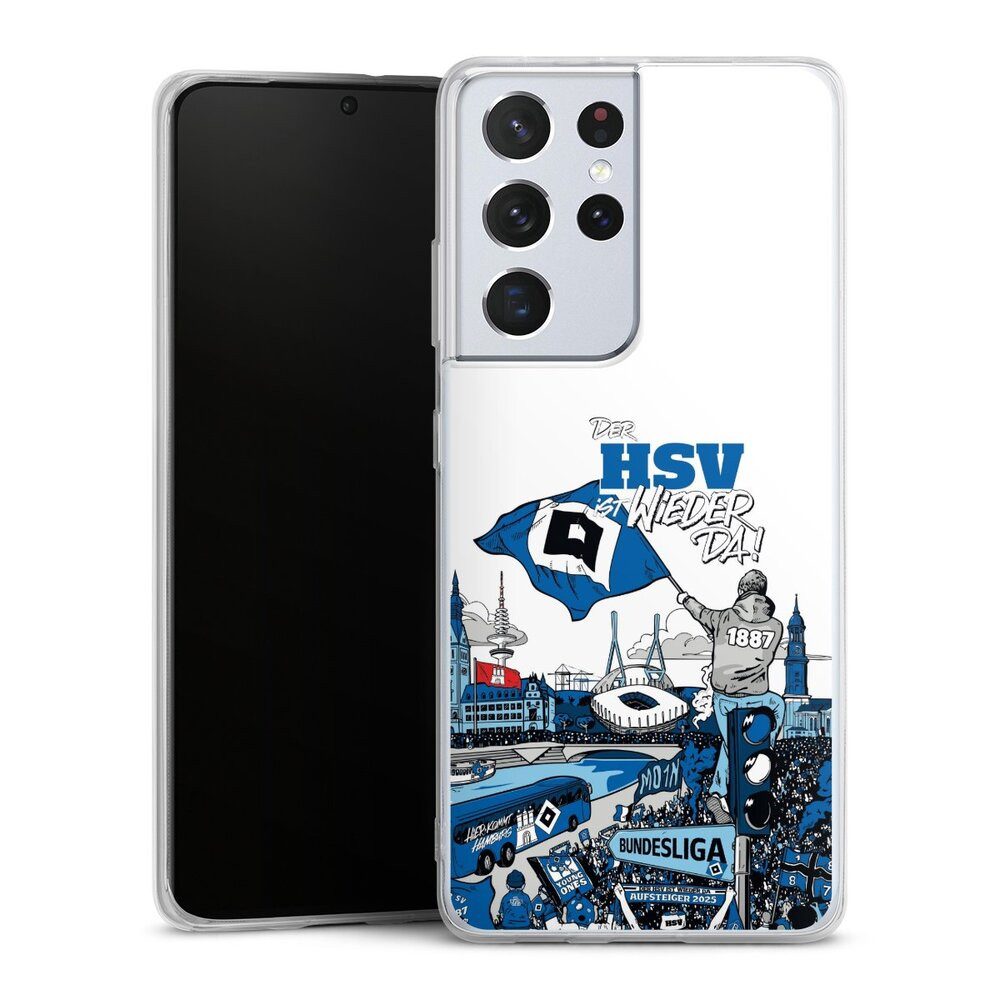 DeinDesign Handyhülle Hamburger SV Offizielles Lizenzprodukt Aufstieg, Samsung Galaxy S21 Ultra 5G Silikon Hülle Bumper Case Smartphone Cover