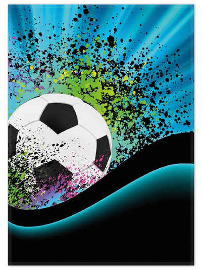 Teppich Fußball - Design Wellen und Regenbogen in blau, Wallario, rechteckig, rutschfest