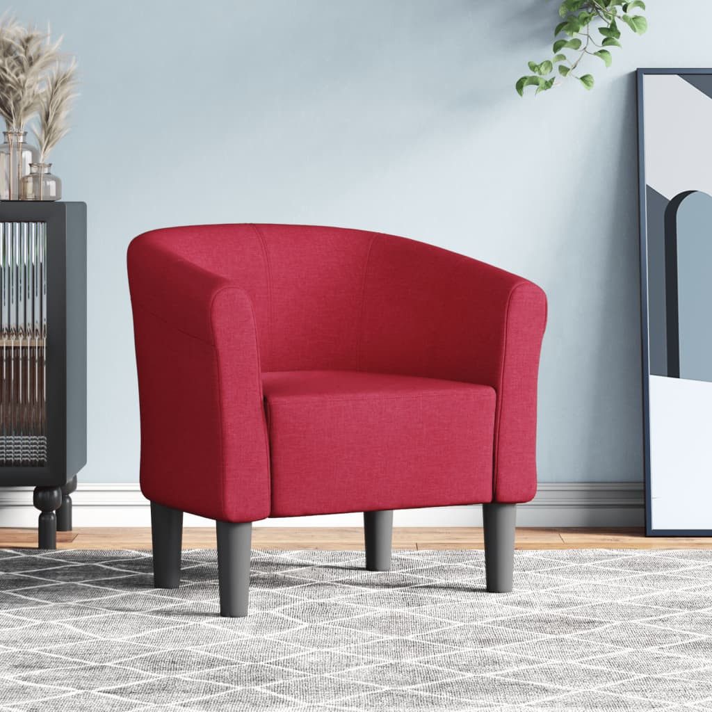 furnicato Cocktailsessel Moderner Clubsessel 70x56x68 cm in Weinrot mit Massivholz-Gestell (1-St), Gepolsterter Sessel mit atmungsaktivem Stoffbezug für das Wohnzimmer