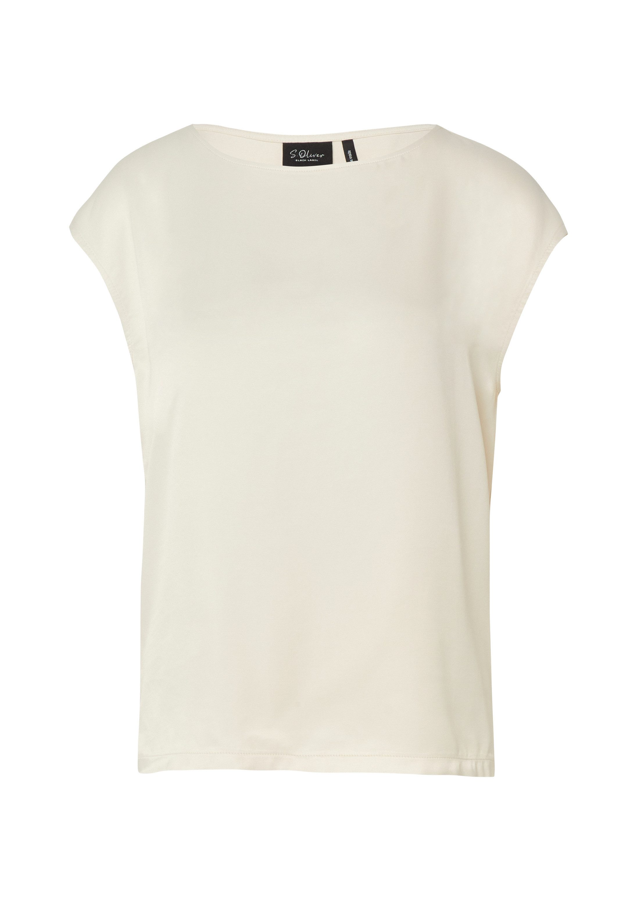 s.Oliver Kurzarmshirt T-Shirt Ärmelloses Viskose-Shirt im Fabricmix