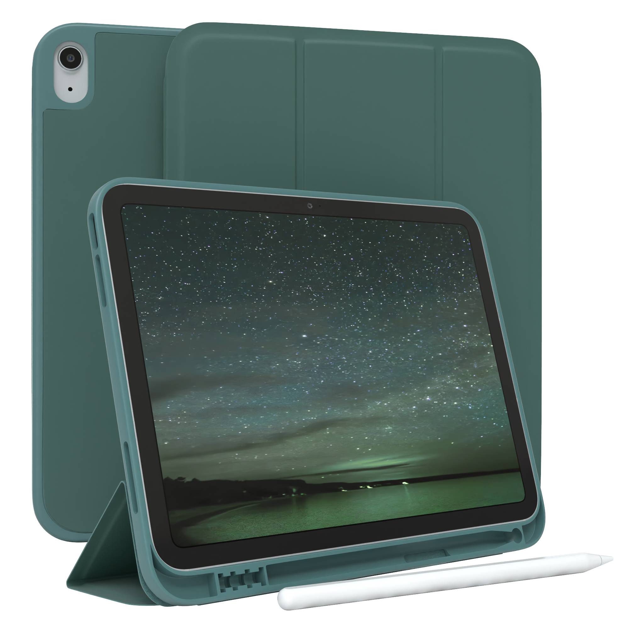 EAZY CASE Tablet-Hülle Penholder Smartcase für Apple iPad 10. Gen. (2022) 10,9 Zoll, Etui Klapp Cover Schutzhülle Smart Case Sleep Modus Funktion Grün