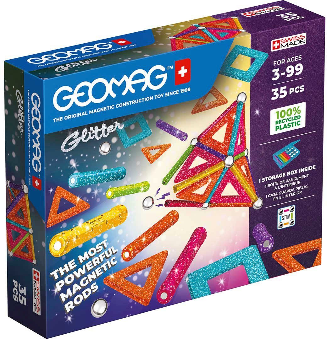 Geomag™ Magnetspielbausteine GEOMAG™ Glitter Panels, Recycled, (35 St), aus recyceltem Material; Made in Europe