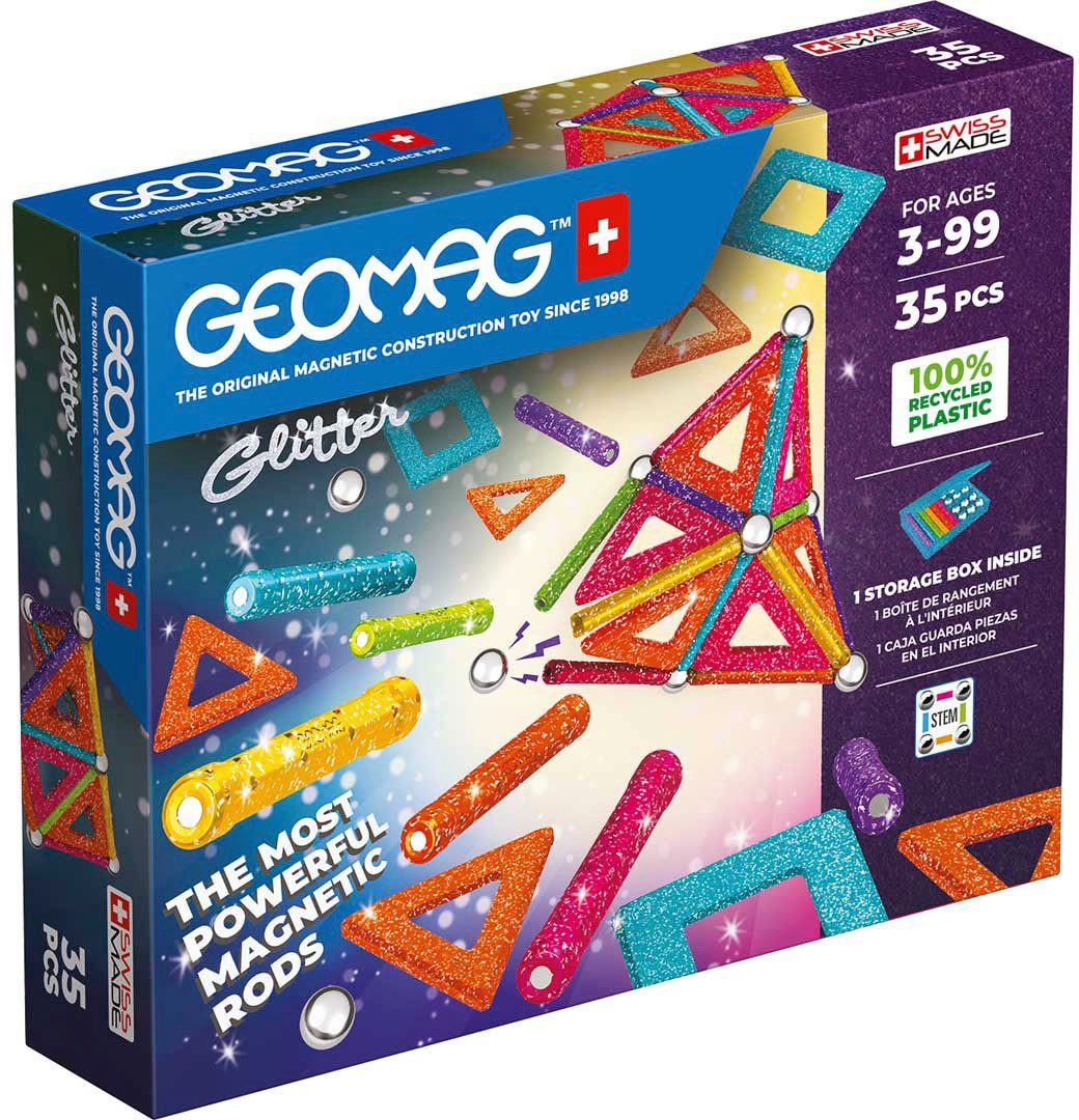 Geomag™ GEOMAG™ Glitter Panels, Recycled Magnetspielbausteine, (35 St), aus recyceltem Material; Made in Europe