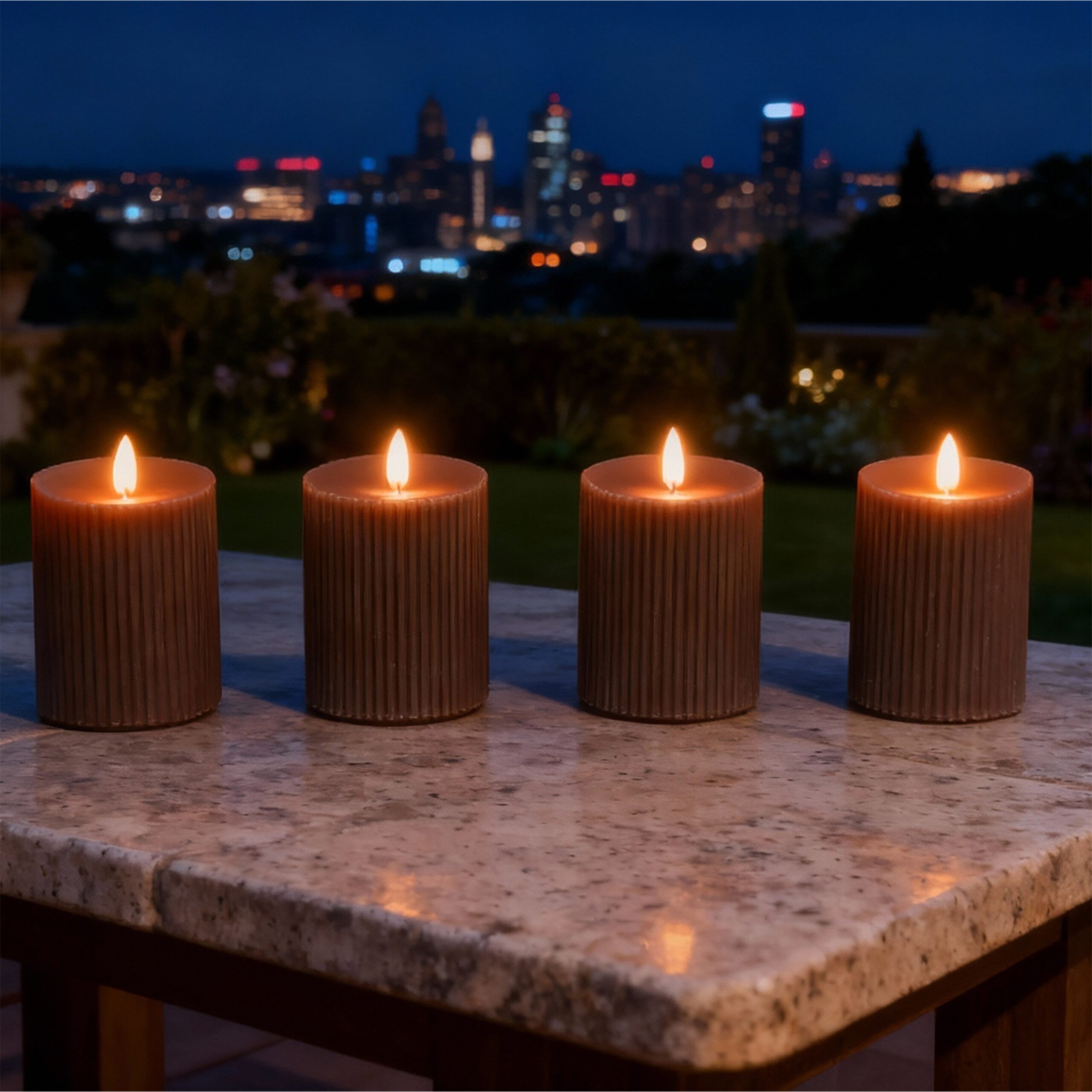 relaxdays LED-Kerze 4er Set 13 cm, Coffee günstig online kaufen